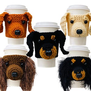 Realistic Dachshund Crochet Pattern Bundle - 4 Wiener Dog Crochet Cup Cozy Designs (PDF Gift Set for Dog Lovers, Instant Download)