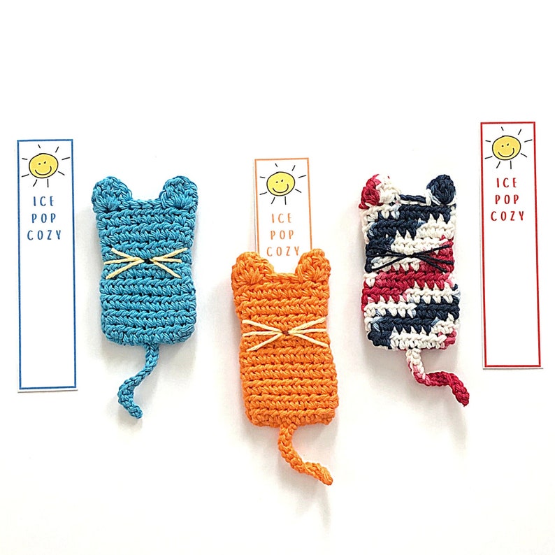 Cat Cozy Pattern, Ice Pop Holder, Crochet Cat Pattern, Kitty Crochet, Kitty Pattern, Crochet Cat Gift, Easy Crochet Gift, Quick Crochet Gift image 3