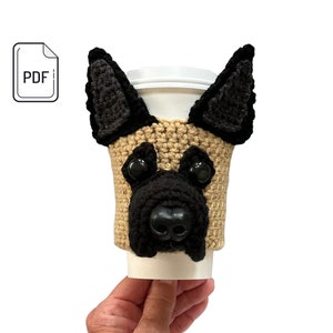 German Shepherd Cup Cozy Pattern, German Shepherd Dog Crochet Pattern, Realistic Dog, Dog Breed Crochet Gift Pattern, Dog Lover&#39;s Pattern