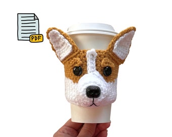 Corgi Cup Cozy Pattern, Dog Crochet Pattern, Pembroke Welsh Corgi Crochet Pattern, Corgi Dog Pattern, Amigurumi Corgi, Amigurumi Dog