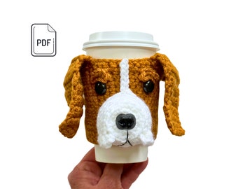Beagle Crochet Pattern, Cup Cozy Pattern, Realistic Dog, Crochet Dog Breed, Crochet for Dog, Dog Lover's Pattern, Crochet Gift Pattern