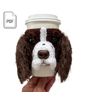 Patrón de funda para taza de Springer Spaniel, patrón de crochet para Spaniel, patrón de crochet realista para perro, patrón para amantes de los perros, regalo de crochet para perro