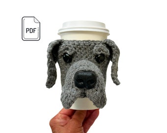 Great Dane Cup Cozy Pattern, Great Dane Dog Crochet Pattern, Realistic Dog Breed Crochet, Dog Lover's Pattern, Crochet Dog Gift