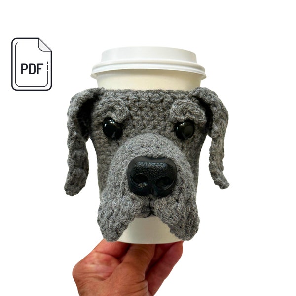 Great Dane Cup Cozy Pattern, Great Dane Dog Crochet Pattern, Realistic Dog Breed Crochet, Dog Lover's Pattern, Crochet Dog Gift
