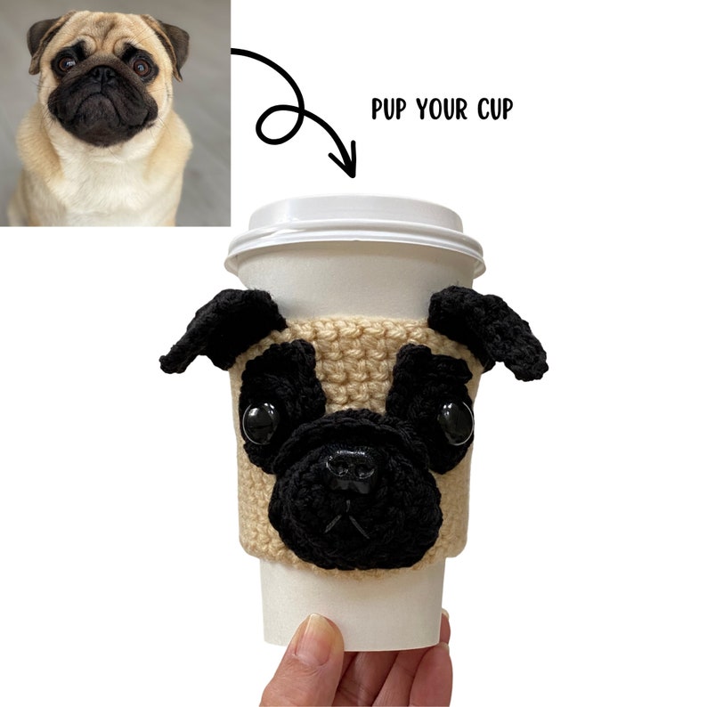 Pug Mug Cozy, Pug Gift Idea, White Pug, Black Pug Decor, Pug Gifts for Women, Pug Dog Owner or Lover, Pug Mom or Dad Present, Pug Christmas image 8