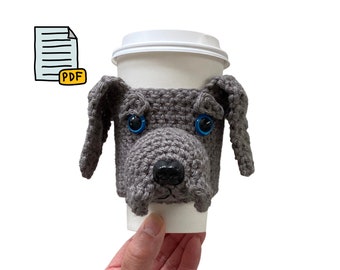 Weimaraner Crochet Pattern, Weimaraner Dog Cup Cozy Pattern, Realistic Dog Breed Crochet, Dog Lover's Pattern, Crochet Dog Gift