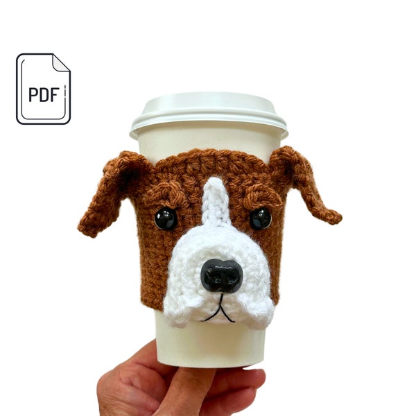 Boxer Puppy Cup Cozy Pattern, Boxer Dog Crochet Pattern, Realistic Dog, Crochet Dog Breed, Crochet for Dog, Dog Lovers Pattern, Crochet Gift