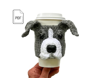 Pit Bull Crochet Pattern, Cup Cozy Pattern, Pitbull Dog Crochet Pattern, Realistic Dog Breed Crochet, Dog Lovers Pattern, Crochet Dog Gift