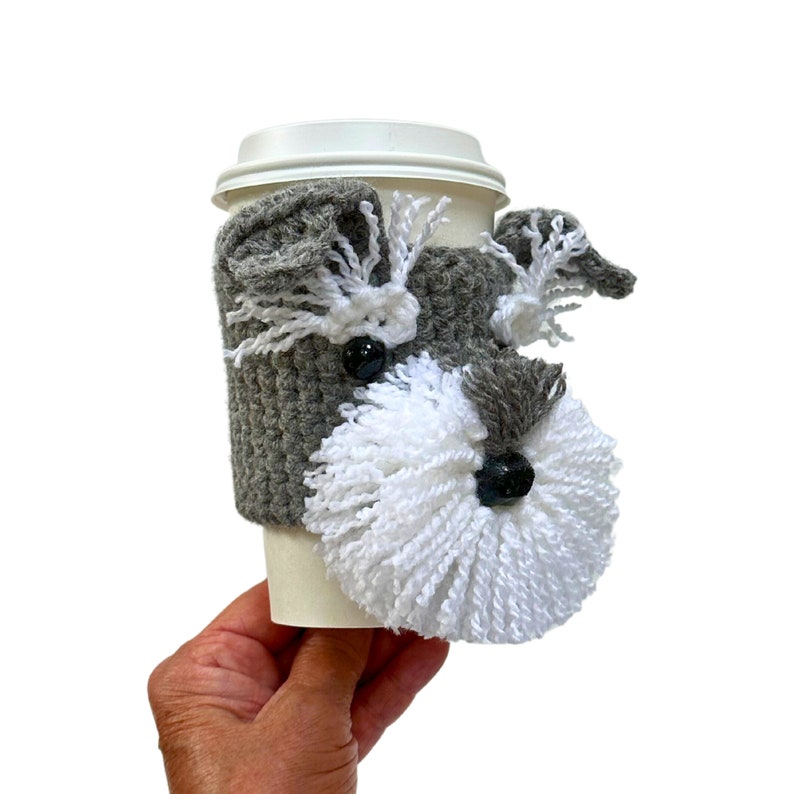 Schnauzer Crochet Pattern, Miniature Schnauzer Dog Cup Cozy Pattern, Realistic Dog Breed Crochet, Dog Cozy Pattern, Crochet Dog Lover Gift image 2