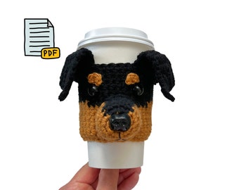 Min Pin Crochet Pattern, Cup Cozy Pattern, Miniature Pinscher, Realistic Dog Breed, Min Pin Dog Lover's Pattern, Crochet Dog Gift