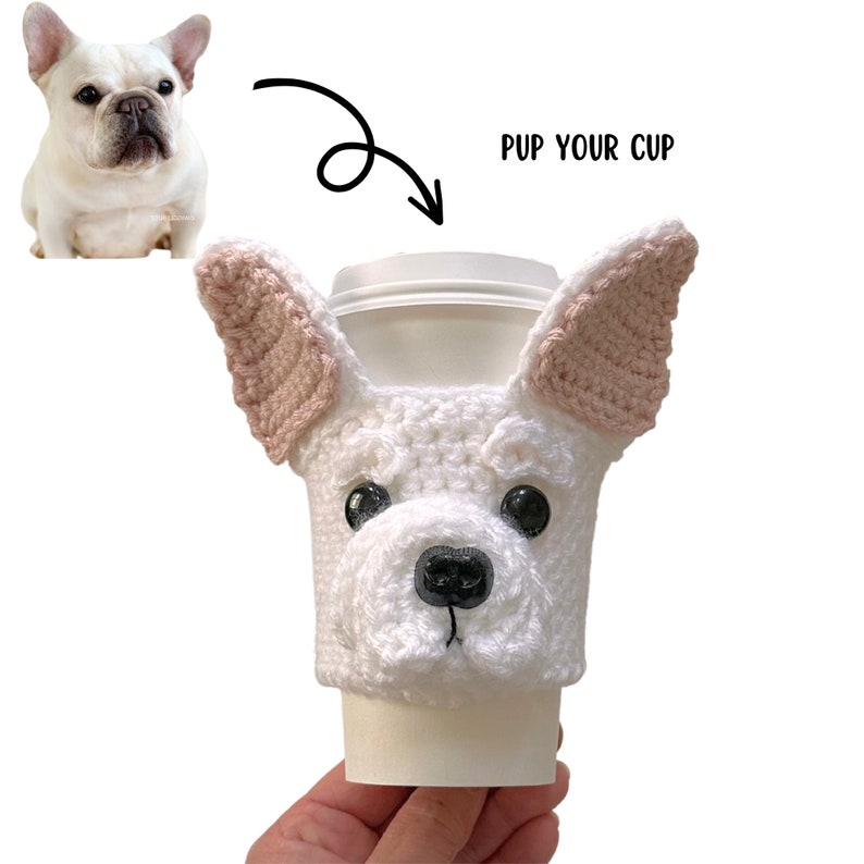 French Bulldog Mug Cozy, French Bulldog Gift, Frenchie Owner, Bulldog Lover, Bull Dog Themed Gift, Realistic Dog Gifts, Bulldog Mom or Dad White Frenchie