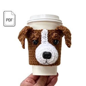 Jack Russell Crochet Pattern, Jack Russell Terrier Cup Cozy Pattern, Realistic Dog Crochet Pattern, Dog Lovers Crochet, Crochet Gift Pattern