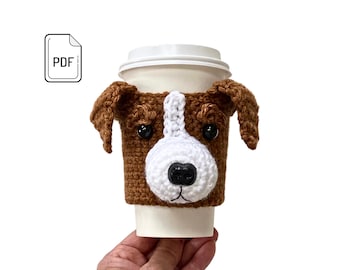 Jack Russell Crochet Pattern, Jack Russell Terrier Cup Cozy Pattern, Realistic Dog Crochet Pattern, Dog Lovers Crochet, Crochet Gift Pattern