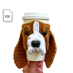 Basset Hound Crochet Pattern, Cup Cozy Pattern, Realistic Dog Crochet Pattern, Crochet Dog Breed, Dog Lovers Pattern, Crochet Gift Pattern