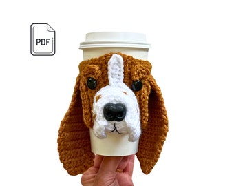 Basset Hound Crochet Pattern, Cup Cozy Pattern, Realistic Dog Crochet Pattern, Crochet Dog Breed, Dog Lovers Pattern, Crochet Gift Pattern
