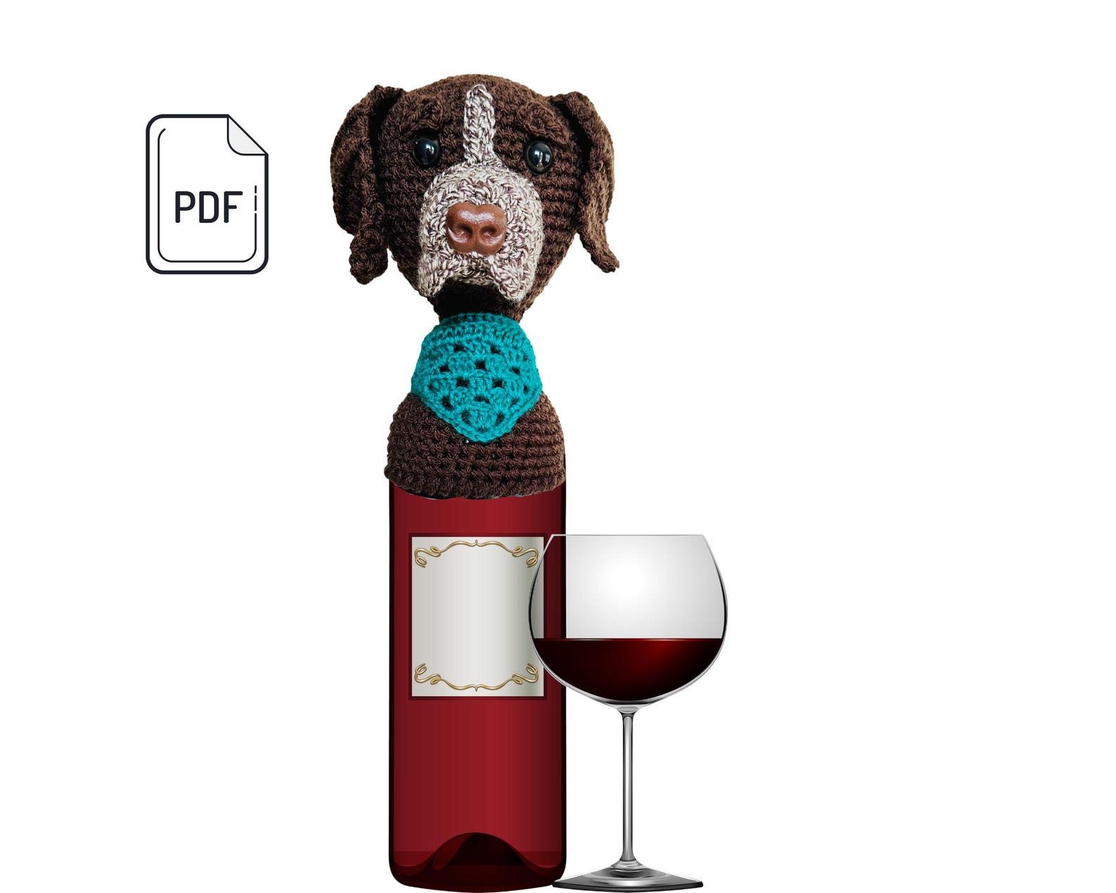 GSP Crochet Pattern: German Shorthaired Pointer Wine Bottle Topper ...