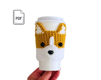 Padrão de crochê para Corgi, Padrão de copo aconchegante para Corgi Galês, Filhote de Corgi, Padrão de crochê para cachorro Corgi, Raça de cachorro em crochê, Presente de crochê para cachorro