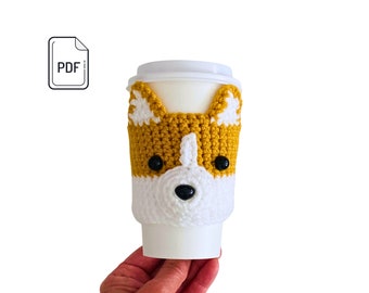 Corgis Häkelanleitung, Welsh Corgis Cup Cozy Pattern, Corgis Welpe, Corgis Hund Häkelanleitung, Hunderasse häkeln, Häkelanleitung für Hunde