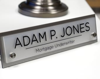 Reception Desk Business Sign Name Plate Front Desk Lobby Sign for the Office made of Acrylic 10 wide x 2.5 tall