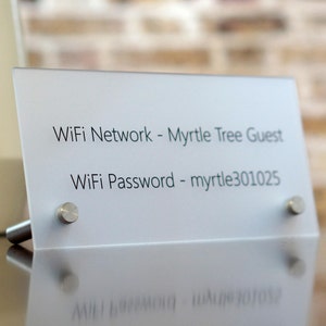 Free Wifi Password Wireless Internet Display Sign - Acrylic 4 x 8 inch Sign Business Sign