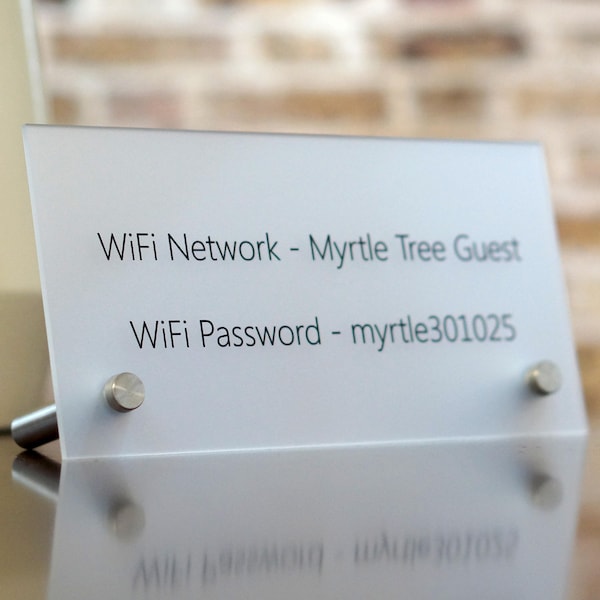 Free Wifi Password Wireless Internet Display Sign - Acrylic 4 x 8 inch Sign Business Sign