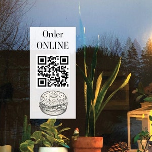 Scan to pay QR Code Menu Order Online Decal Outdoor FULL COLOR with logo or photo Custom Store Front Decal w/ Barcode