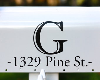 Mailbox Decal Single Custom Initial Monogram and Address Personalized Vinyl Mailbox Lettering and Numbers Decal Decor