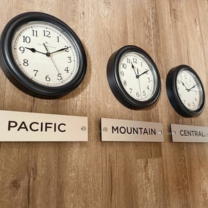 Time zone clock Metal finish sign, City and Country World Clock sign,Wall clock travel sign