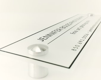 Placa de nome da porta Acrílico Sinal de negócios Decoração de escritório Sinal de parede Acessórios de escritório (Mostrado como 2,5 x 10 polegadas) Decoração de parede