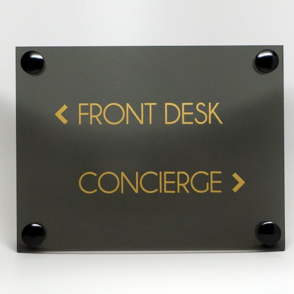 Personalized Front Desk Concierge Sign made of Acrylic for Hotel lobby or Business Sign 10 x 8 inches.