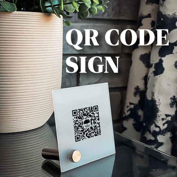 Plaque WiFi Personnalisable Avec QR Code - Acrylique 16,5x19,7cm - Noir Ou Blanc - Pour Café, Restaurant