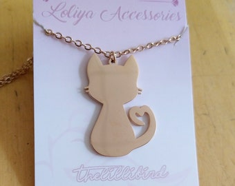 Necklace cat rose gold
