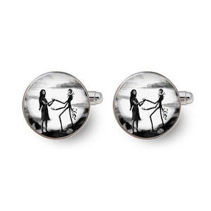 nightmare before christmas,jack and sally,Jack Skellington,Sally cufflinks,gift for groomsmen -with gift box