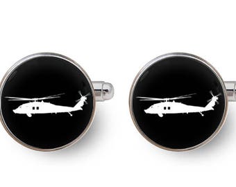 UH-60 black hawk helicopter cufflinks,black hawk cufflinks,helicopter cufflinks,best man cufflinks,wedding gift for husband -with gift box