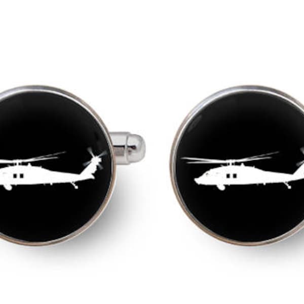 UH-60 black hawk helicopter cufflinks,black hawk cufflinks,helicopter cufflinks,best man cufflinks,wedding gift for husband -with gift box