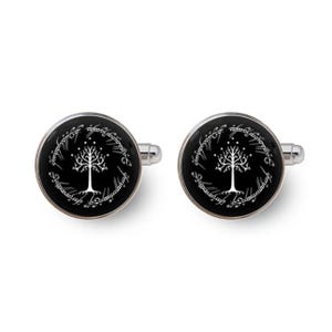 white tree cufflinks,white tree of life,groom cufflinks,personalized cufflinks for anniversary -with gift box