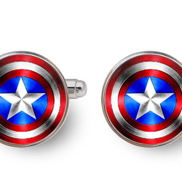 Captain America cufflinks,Captain America Shield,shield cufflinks,Capt America Shield,captain america gifts,superhero Jewelry-with gift box