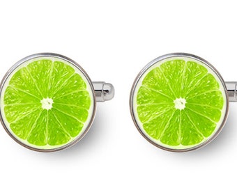 lime cufflinks,lime slice cuff links,lime jewellery,lemon gifts,lemon cuff links,fruit cufflinks,Grooms Gifts,wedding gift -with gift box