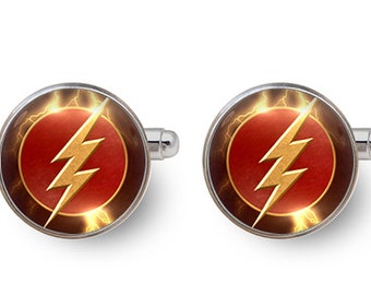 flash cufflinks,superhero cuff links,flash superhero,flash jewelry,cufflinks personalised,bride personalized,groom cufflinks -with gift box