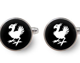 Chocobo cufflinks,Chocobo Final Fantasy,final fantasy gifts,geek gift,gamer cufflinks,geek groom,gaming gifts for men -with gift box