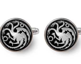 house targaryen,games thrones,mother of dragons,house stark cufflinks,game of thrones jewelry,father of the bride cufflinks -with gift box