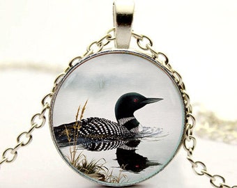 loon necklace,loon pendant,loon jewelry,bird necklace,bird jewelry,gift for bird lover,loon art,loon gift -with gift box
