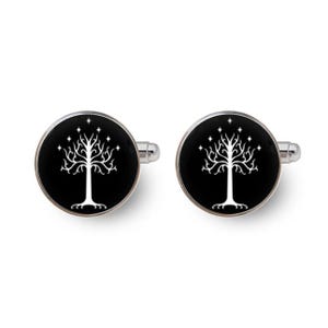 white tree cufflinks,white tree of life,cufflinks for husband wedding day,anniversary cufflinks -with gift box