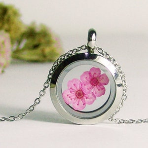 cherry blossom necklace,cherry blossom,Sakura cherry blossoms,real flower necklace,pet memory gift,dried flower necklace -with gift box