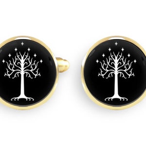 tree of gondor,white tree cufflinks,white tree of gondor,white tree of life,cufflinks personalised,father gifts birthday with gift box image 1