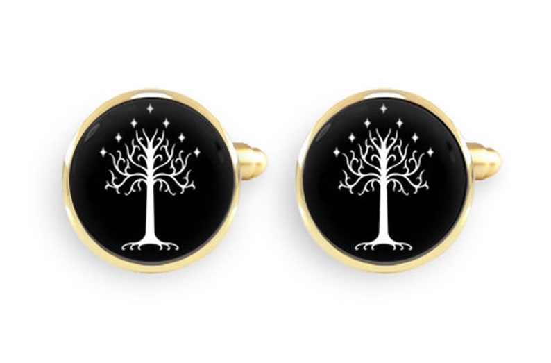 tree of gondor,white tree cufflinks,white tree of gondor,white tree of life,cufflinks personalised,father gifts birthday with gift box image 1