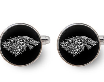 House stark cufflinks,House STARK,Game of Thrones,game of throne jewelry,game of throne gifts,house stark gift,wedding,groom -with gift box