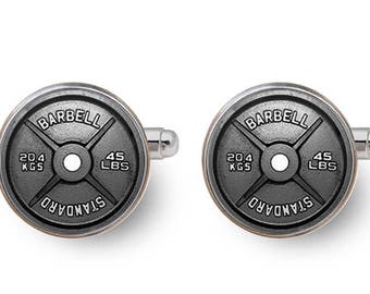 barbell cufflinks,dumbbell cufflinks,fitness cuff links weightlifting,gym,crossfit workout jewelry,gift for groom,best man  -with gift box