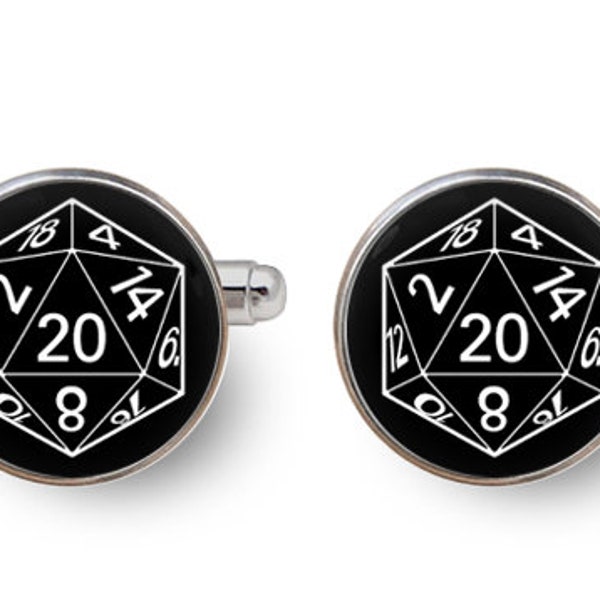 d20 dice,d20 cufflinks,d and d,dnd dice sets,polyhedral dice,d20 dice set,rpg dice,dungeon master cufflinks,dnd cufflinks -with gift box