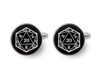 d20 dice,d20 cufflinks,d and d,dnd dice sets,polyhedral dice,d20 dice set,rpg dice,dungeon master cufflinks,dnd cufflinks -with Gift Box